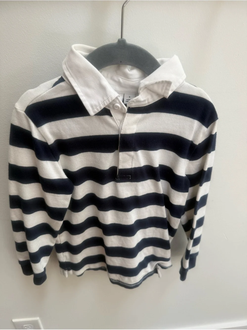 Boy’s Navy and White Striped Rugby Sweater